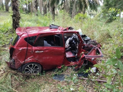 Elderly woman killed, two injured as car skids and plunges into ravine in Bukit Ah Kim in Kelantan